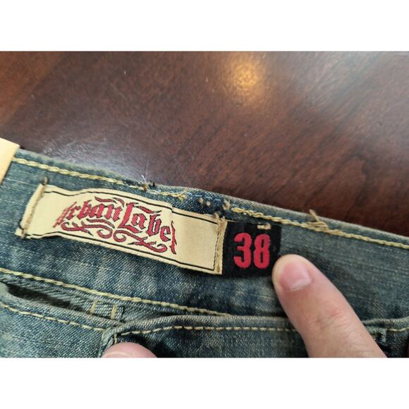 Urban Label Jeans mens 38x32 high rise Y2K Hip Hop Skater Green(Flaw Read Desc) - Picture 5 of 13